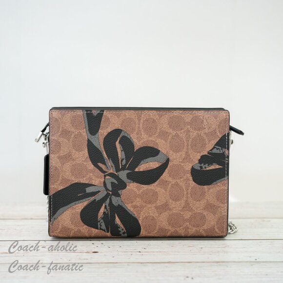 NWT Coach CY746 Slim Crossbody Bag In Signature Canvas With Bow Print - Picture 7 of 11